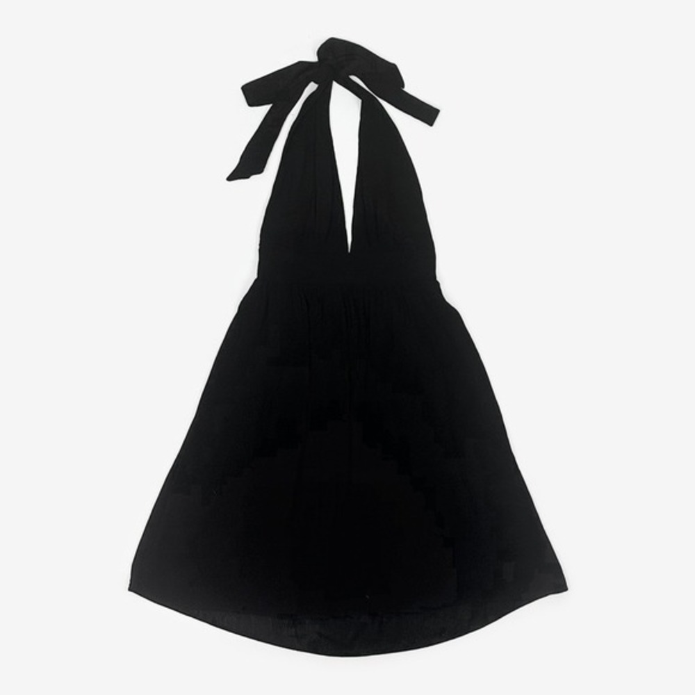 ModCloth Halter Dress Size L Black Party Cocktail Dark Romantic Retro‎ LBD
